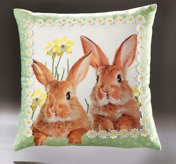 Tisch- und Raumdekoration mit Hasen-Motiven WEISS-BUNT