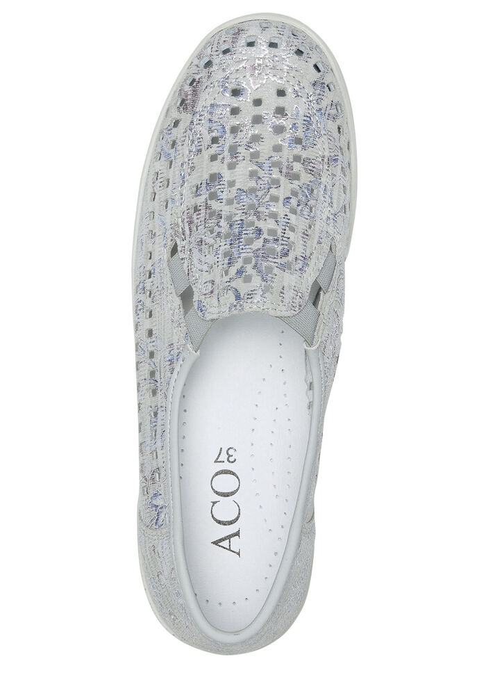 ELENA EDEN, sommerliche Damen-Slipper, Weite G, mit herausnehmbarem Fussbett SILBERGRAU