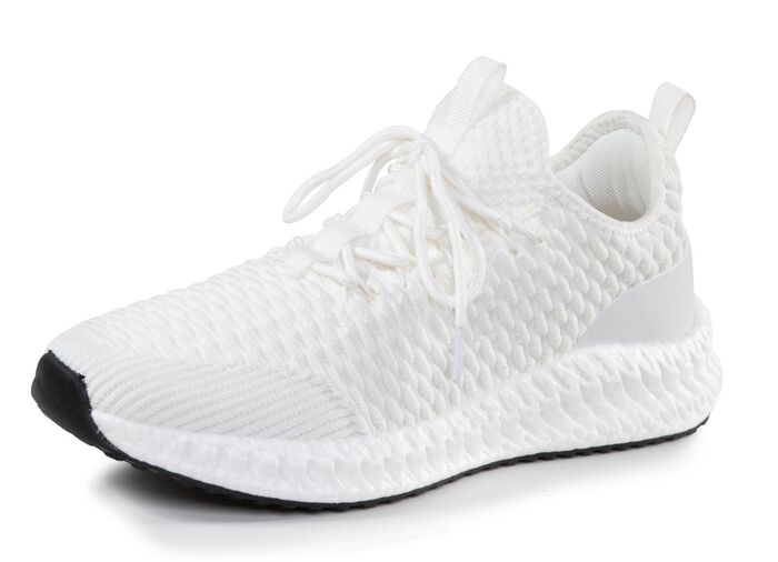 Schn&uuml;r-Sneaker aus strukturiertem Textilmaterial WEISS