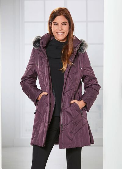 Longjacke mit gef&auml;lteltem Stehkragen 