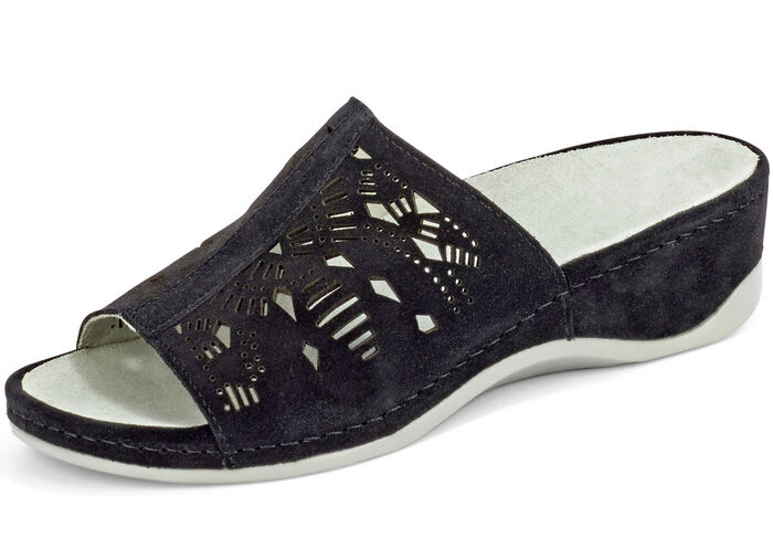 Mubb Pantolette mit antiker Lochung SCHWARZ