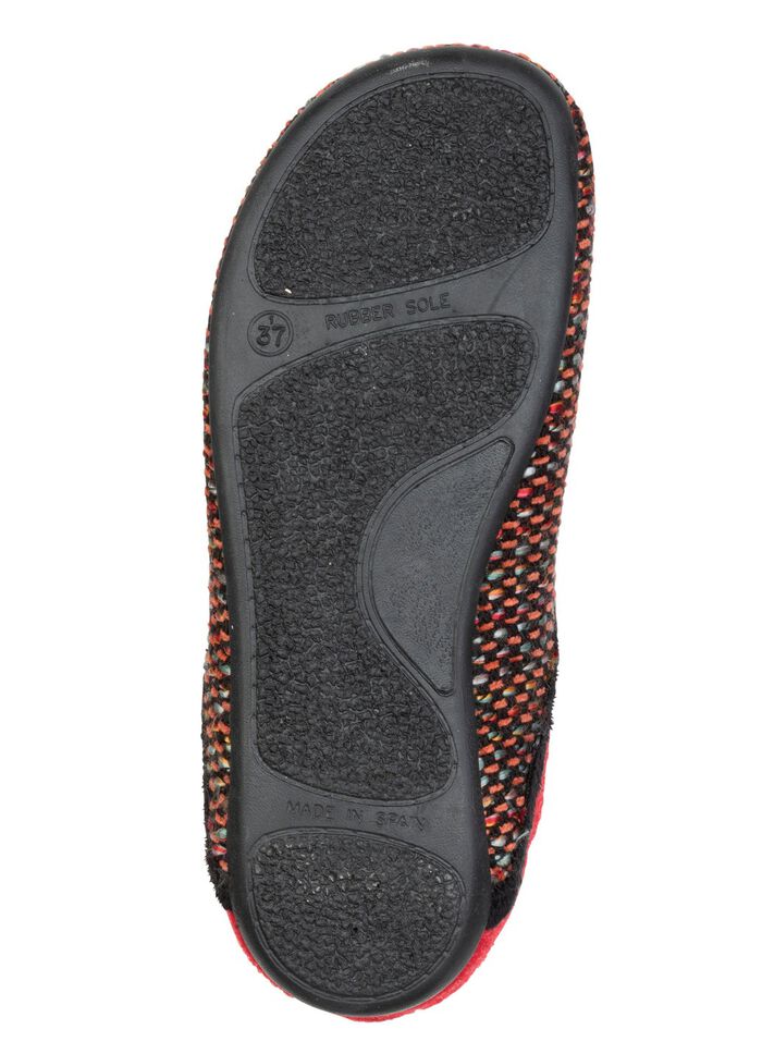 Laurina, klassische Damen-Hausschuhe, mit herausnehmbarem Fussbett SCHWARZ-ROT-BUNT