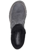 ELENA EDEN-Bootie mit schwarzem Pl&uuml;schkragen GRAU