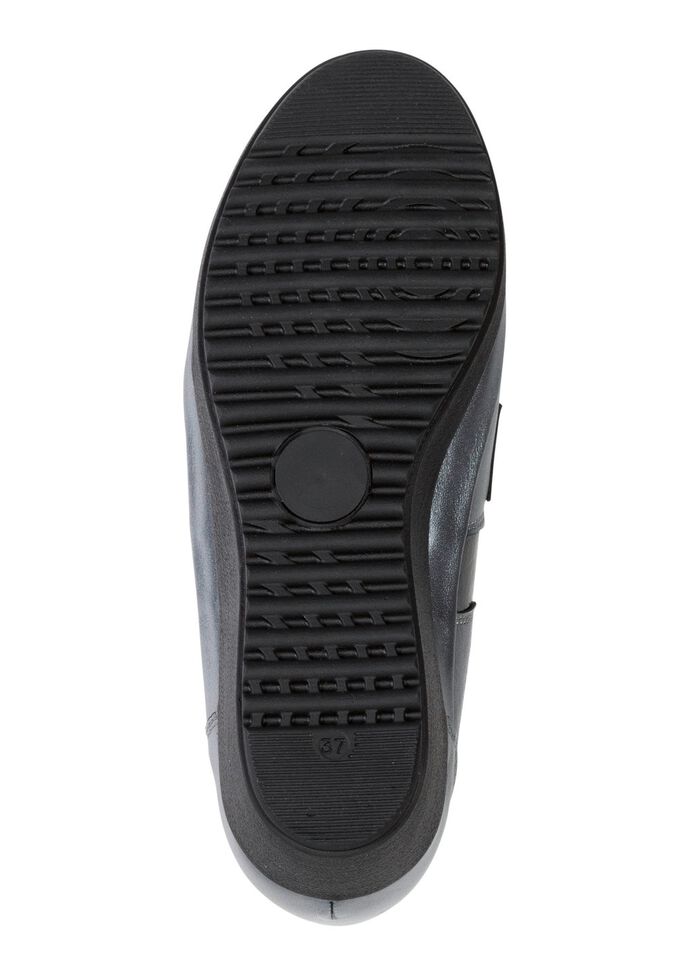 ELENA EDEN Slipper aus Nappaleder und gepr&auml;gtem Lackleder ALTSILBER-SCHWARZ