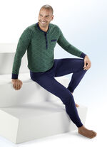 Pastunette Pyjama mit längerer Knopfleiste, Brusttasche, Bündchenabschlüssen 