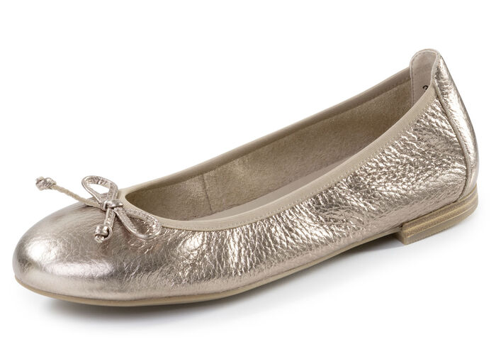 ELENA EDEN, schicke Damen-Ballerinas, Weite G, mit herausnehmbarem Fussbett ANTIKGOLD