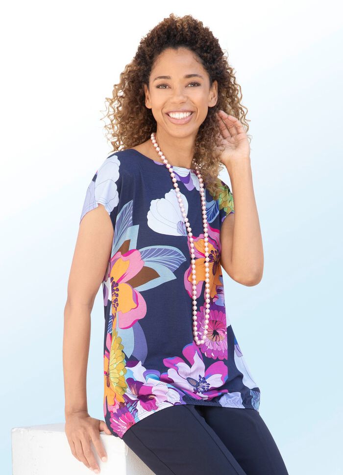 Shirt-Tunika mit floralem Dessin 