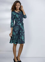 Kleid mit Bindegürtel in Schlupfform NACHTBLAU-TÜRKIS