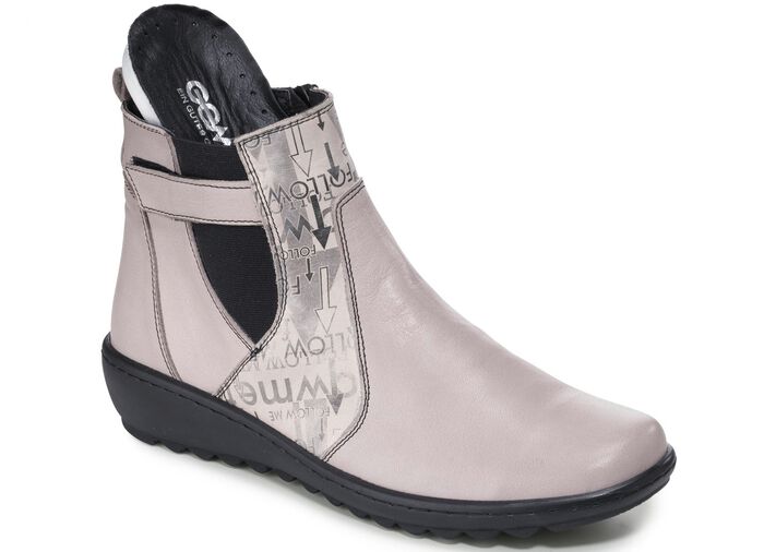Gemini Stiefelette aus teilweise bedrucktem Rind-Nappaleder KIESEL