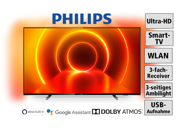 Philips 4K-Ultra-HD-Smart-Ambilight-LED-Fernseher, verschiedene Grössen 