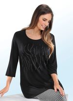 Longshirt mit Pl&auml;ttchen-Motiv SCHWARZ