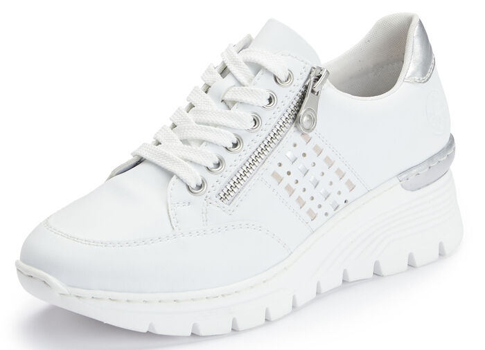 Rieker, bequeme Damen-Sneaker, Weite G, mit Reissverschluss WEISS