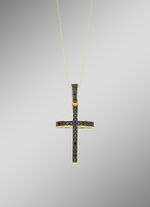 Kreuz-Anh&auml;nger mit schwarzen Zirkonia 