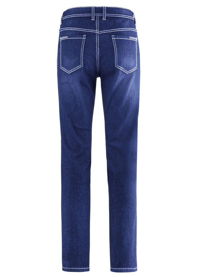 Jeans mit Ziernähten und Strasssteinen DUNKELBLAU