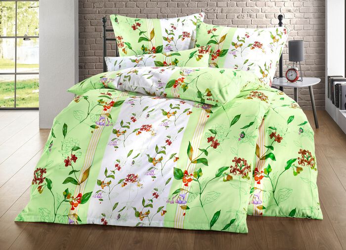 Satin Bettw&auml;sche mit praktischem Rei&szlig;verschluss GR&Uuml;N