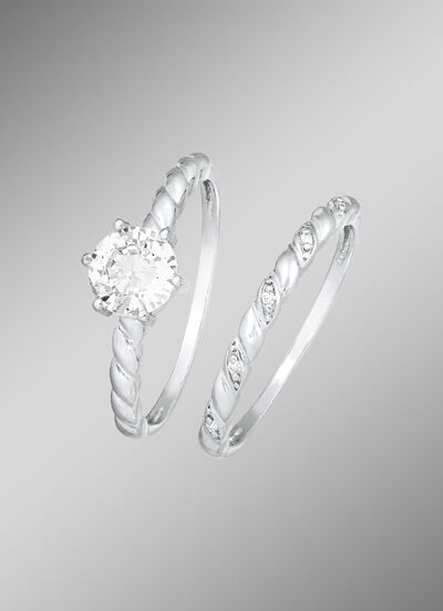 2-teiliges Ring-Set mit synth. Zirkonia 