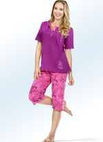 Zweierpack Pyjamas, Kurzarm mit Knopfleiste 1X BEERE-FUCHSIA, 1X FUCHSIA-BEERE