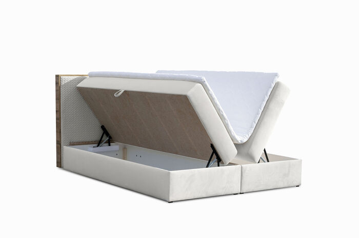 Boxspringbett mit Rahmen aus Wotaneiche CREME