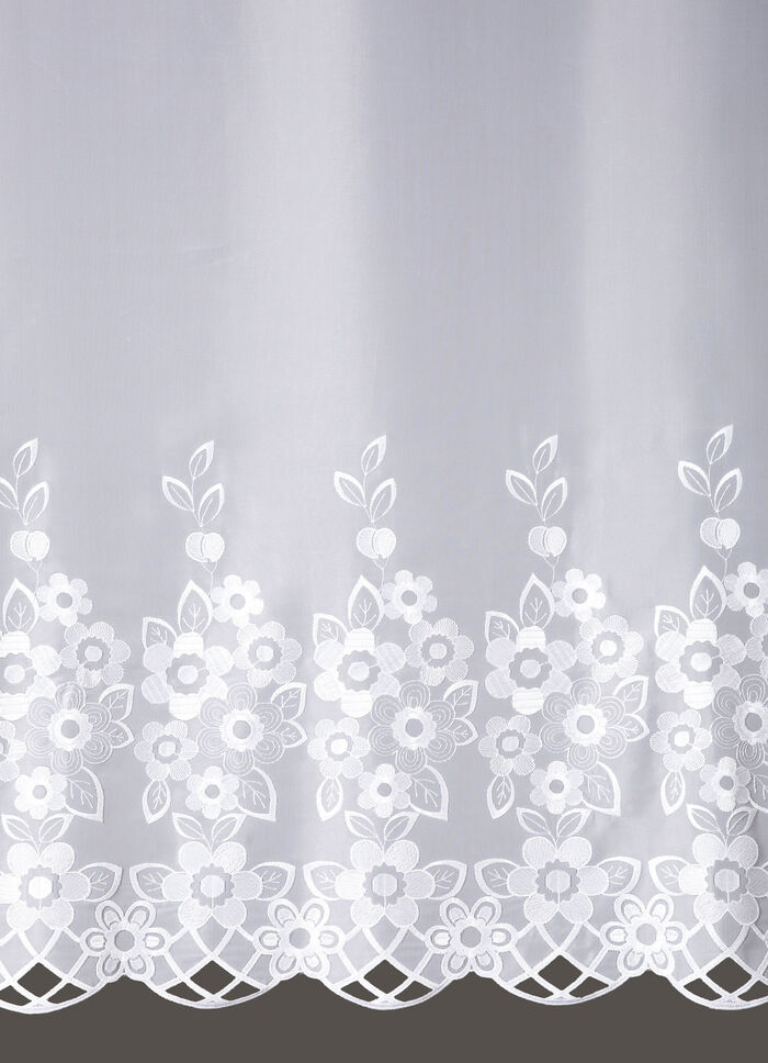 Blumenfenster-Store mit echter Plauener Stickerei 