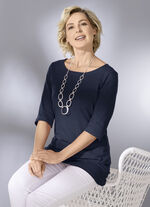 Shirt mit Rundhalsausschnitt in 3 Farben MARINE