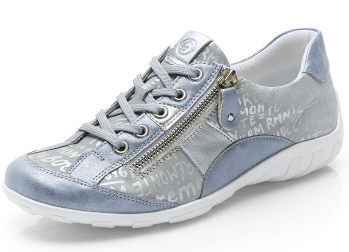 Remonte Sneaker mit bedruckten Bes&auml;tzen HELLBLAU-SILBER