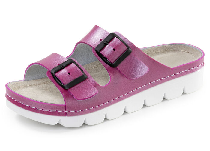 Klassische Damen-Pantoletten, mit verstellbaren Schliessen PINK