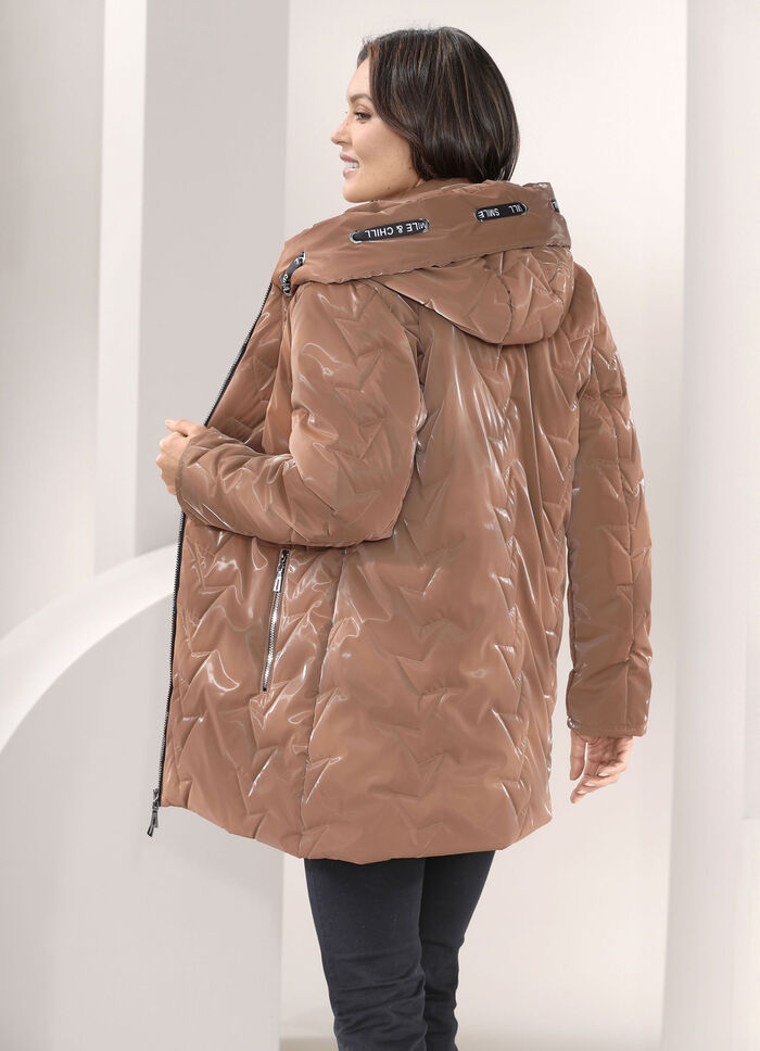 Jacke in topmodischer Lackoptik MANDEL