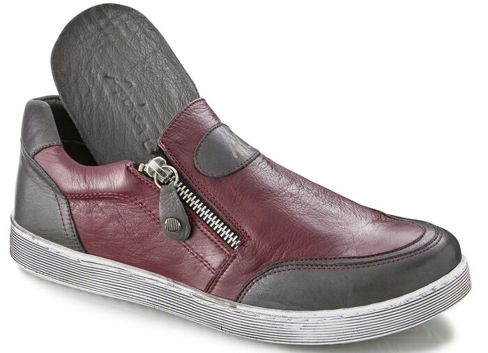 Slipper mit zwei praktischen Seitenreißverschlüssen BORDEAUX-GRAU