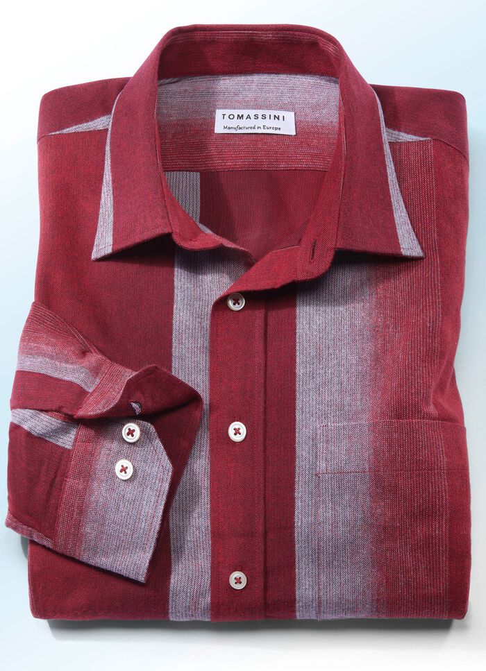 Hemd in modernem Streifendessin BORDEAUX-WEINROT-HELLGRAU