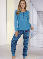 Pyjama mit Knopfleiste und Brusttasche 