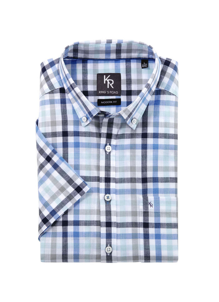 «King's Road»-Hemd mit Button-Down-Kragen in 4 Farben MARINE-BLAU KARIERT