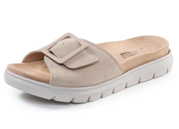 ELENA EDEN, stylische Damen-Pantoletten, Weite H, mit herausnehmbarem Fussbett BEIGE