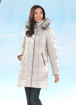 Kurzmantel mit Nappaleder-Imitatpaspelierungen KITT