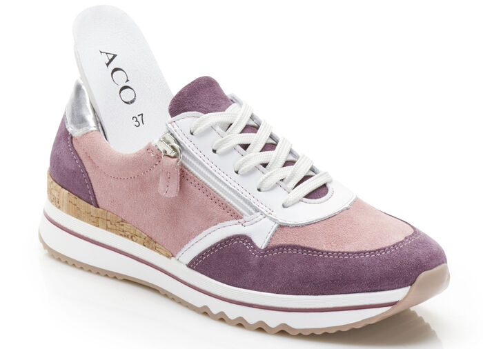 Sneaker mit weißen Besätzen AUBERGINE-ROSA