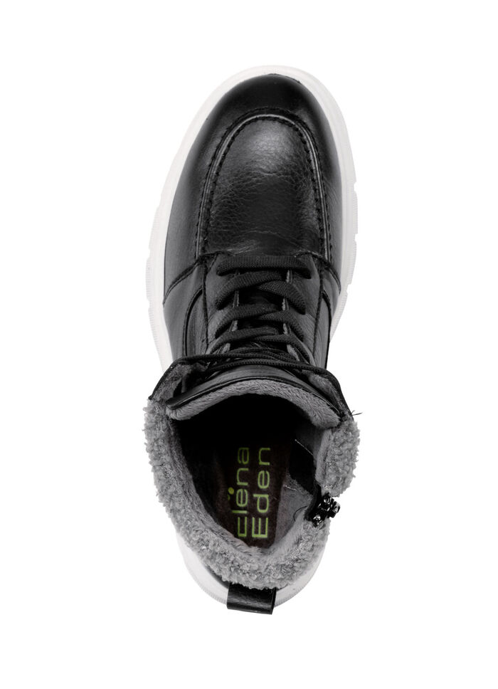ELENA EDEN Schnür-Stiefelette mit kuscheligem Teddy-Kragen SCHWARZ