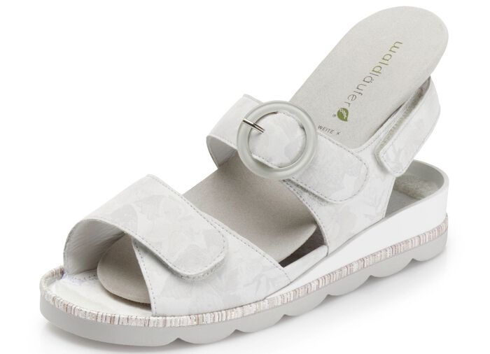 Waldl&auml;ufer Sandale mit dezent bedrucktem Nubukleder PASTELLGRAU