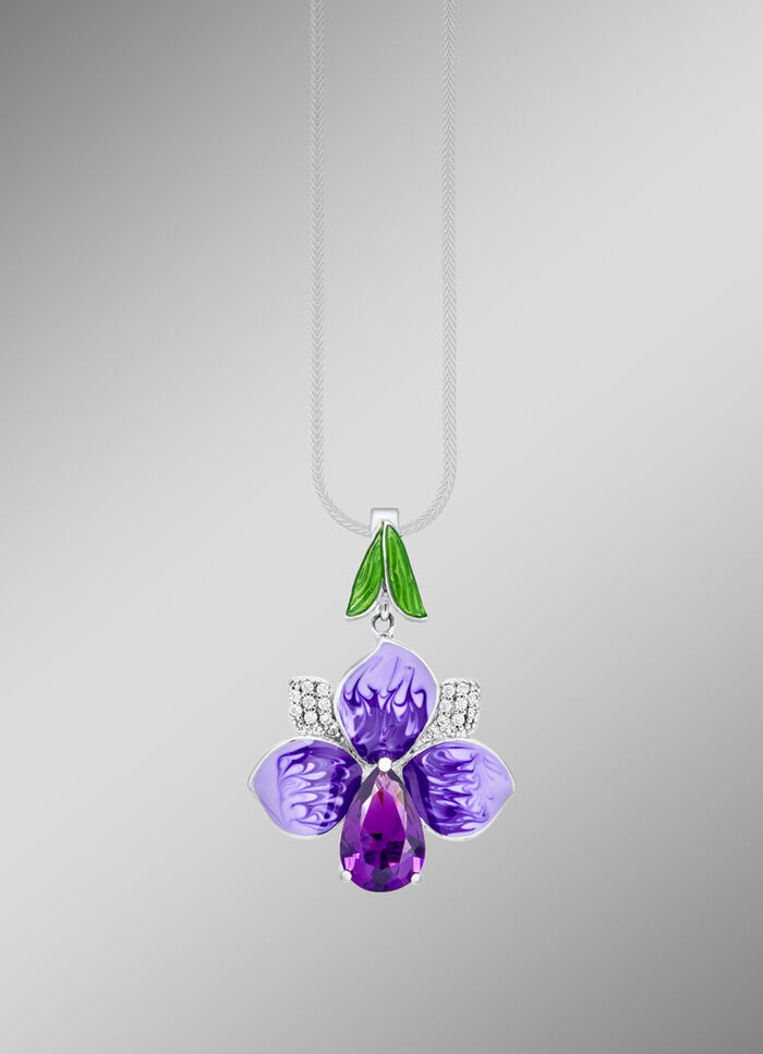 Blumen-Anhänger mit Zirkonia 