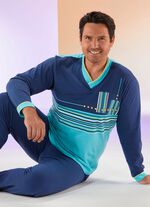 Pyjama mit V-Ausschnitt und Ringeldessin 