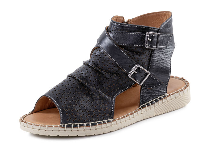 Gemini Sandale aus weichem Nappaleder mit Zierperforation SCHWARZ