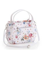 &laquo;Laurina&raquo;-Tasche aus Kalbleder mit floralem Druck WEISS-MULTICOLOR