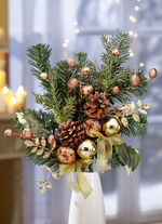 Tannenzweig, 2er-Set, mit goldfarbenen Kugeln und Äpfeln 