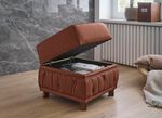 Polsterm&ouml;bel aus Massivholz mit echtem Leder-Bezug 