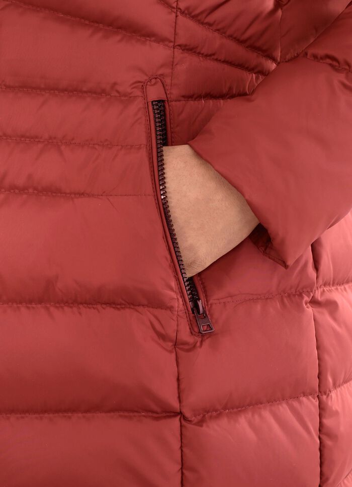 Daunen-Longjacke in 2 Farben ZIEGELROT