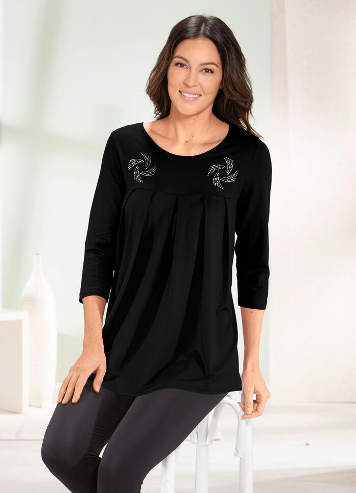 Longshirt mit Zierpl&auml;ttchen in 3 Farben 