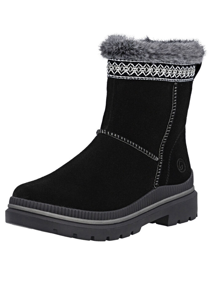 Remonte, gefütterte Damen-Stiefeletten, Winterschuhe, Weite G, mit Lammfell SCHWARZ