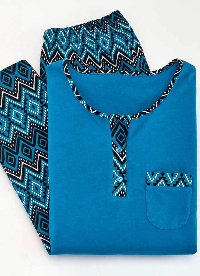 Zweierpack Pyjamas mit Brusttasche und Knopfleiste 