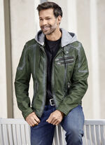 Lederkurzjacke mit Kapuze 