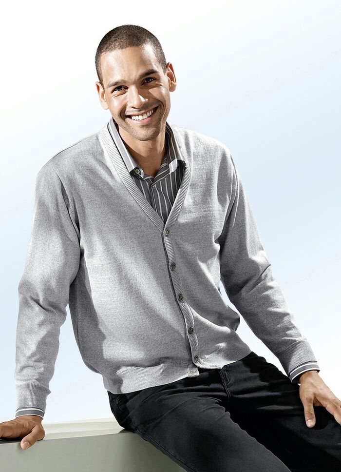 Cardigan in 3 Farben mit V-Ausschnitt SILBERGRAU MELIERT