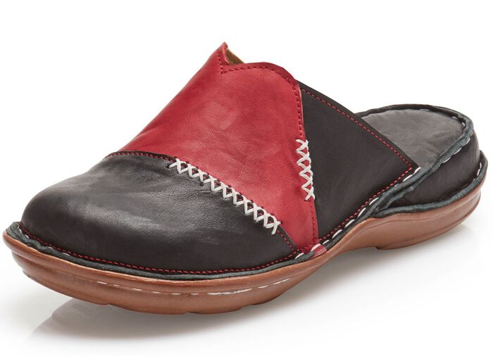 Gemini Clog aus schattiertem Rind-Nappaleder SCHWARZ-ROT