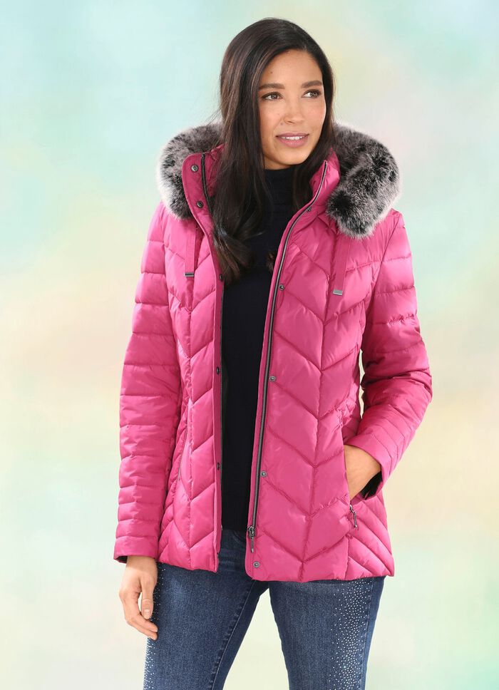 Jacke mit abnehmbarer Kapuze FUCHSIA